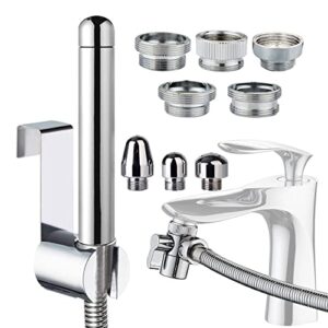 handheld shower with faucet douche attachments, shower 3 heads in aluminium - with faucet splitter, 59 inch hose and hook up toilet or wall mount