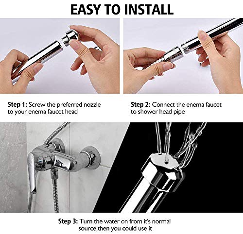 Handheld Shower with Faucet Douche Attachments, Shower 3 Heads in Aluminium - with Faucet Splitter, 59 inch Hose and Hook up Toilet or Wall Mount