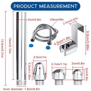 Handheld Shower with Faucet Douche Attachments, Shower 3 Heads in Aluminium - with Faucet Splitter, 59 inch Hose and Hook up Toilet or Wall Mount