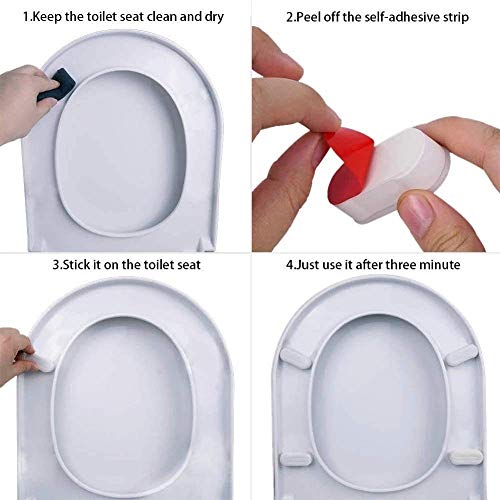 Bidet Toilet Seat Bumpers by JP Bathroom (Pack of 4) - 5cm x 2cm Super Sticky Rubber Toilet Seat Bumpers - 2 Height Sizes - Toilet Bumpers To Raise Toilet Seat For Bidet Fitting - Bidet Seat Bumpers