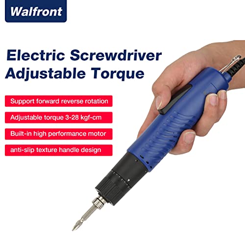 WALFRONT Electric Screwdriver Adjustable Torque 1/4" Handheld Straight Shank Practical Repair Kit 900RPM Fit Screw 2-6mm(US Plug 110V)