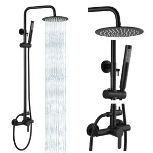 gotonovo matte black outdoor shower fixture sus304 system combo set rainfall single handle high pressure hand spray wall mount 2 dual function stainless steel