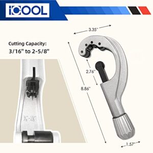 ICOOL Tubing Cutter 3/16 to 2-5/8 Inch (5-67 mm) for Aluminum Copper Brass PVC Pipe Thin Stainless Steel Tube, with Extra Blade