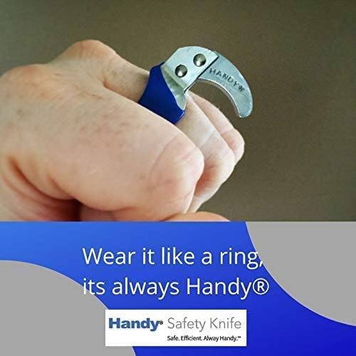 Razor's Edge Safety Knife - Utility Ring Knife for Finger with Sharp, Straight Blade - Ring Size 15 - Pointed Tip - Dozen - By Handy Twine Knife