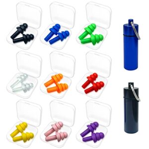 earplugs for sleeping, 9 pairs silicone ear plugs for swimming with aluminum carry case noise reduction for learning, hearing protection, concerts, airplanes, shooting for woman, man, kids (9)