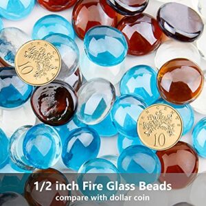 Utheer Fire Glass Beads for Fire Pit, 1/2 Inch Fire Glass for Propane Fire Pit, Fire Glass for Natural or Propane Fireplace, Fire Pit Glass Rocks Safe for Outdoors and Indoors Firepit Glass, 10 Pounds