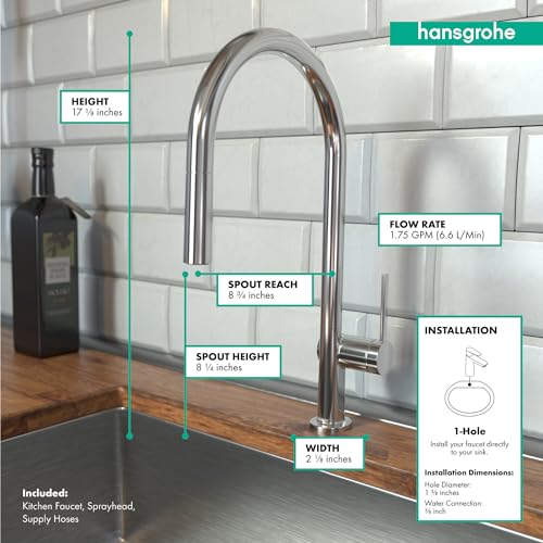 hansgrohe Talis N Chrome High Arc Kitchen Faucet, Kitchen Faucets with Pull Down Sprayer, Faucet for Kitchen Sink, Magnetic Docking Spray Head, Chrome 72801001