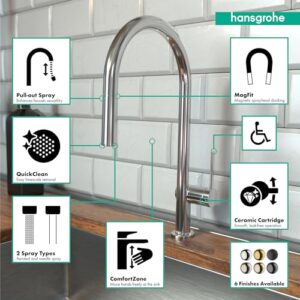 hansgrohe Talis N Chrome High Arc Kitchen Faucet, Kitchen Faucets with Pull Down Sprayer, Faucet for Kitchen Sink, Magnetic Docking Spray Head, Chrome 72801001