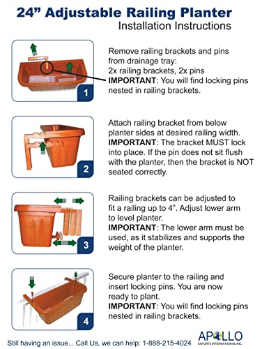 Apollo Exports International 24" Adjustable Railing Planter, White
