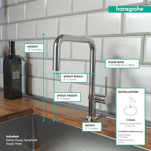 hansgrohe Talis N Chrome High Arc Kitchen Faucet, Kitchen Faucets with Swivel, Faucet for Kitchen Sink, Chrome 72806001