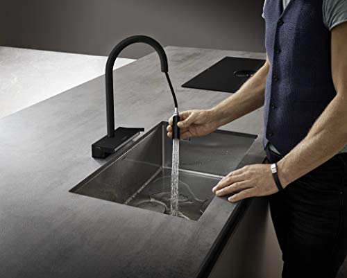 hansgrohe Aquno Select Black High Arc Kitchen Faucet, Kitchen Faucets with Pull Down Sprayer, Faucet for Kitchen Sink, Magnetic Docking Spray Head, Matte Black 73837671