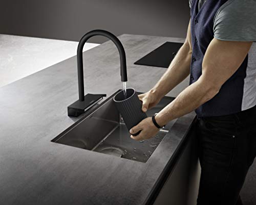 hansgrohe Aquno Select Black High Arc Kitchen Faucet, Kitchen Faucets with Pull Down Sprayer, Faucet for Kitchen Sink, Magnetic Docking Spray Head, Matte Black 73837671