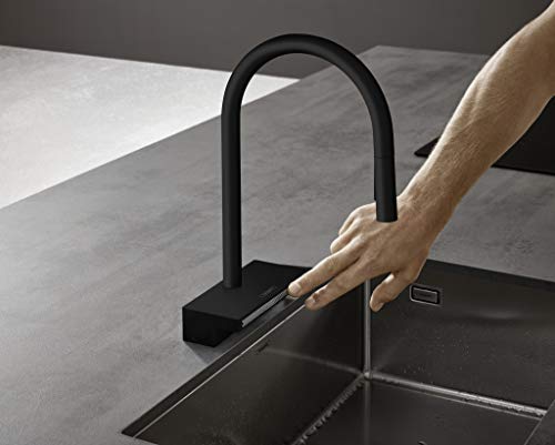 hansgrohe Aquno Select Black High Arc Kitchen Faucet, Kitchen Faucets with Pull Down Sprayer, Faucet for Kitchen Sink, Magnetic Docking Spray Head, Matte Black 73837671