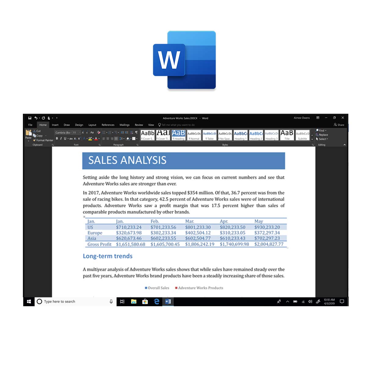 Microsoft Office Home and Business 2019 for 1 User