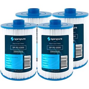 spiropure replacement for unicel 5ch-35 pleatco pas35p pas35p4 filbur fc-0300 hot tub spa pool filter replacement cartridge (case of 4)