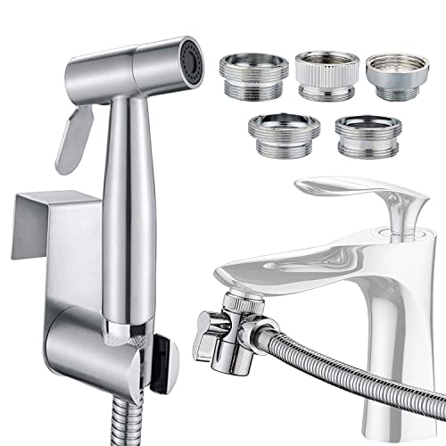 Faucet Bidet Sprayer for Toilet - with Faucet Splitter, 59 inch Hose and Hook up, Sink for Kitchen or Bathroom