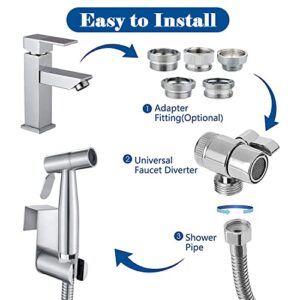 Faucet Bidet Sprayer for Toilet - with Faucet Splitter, 59 inch Hose and Hook up, Sink for Kitchen or Bathroom