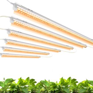 monios-l led grow lights for indoor plants full spectrum,t8 4ft 252w(6x42w) high output growing strips for seedlings,sunlight replacement with reflectors, 6-pack