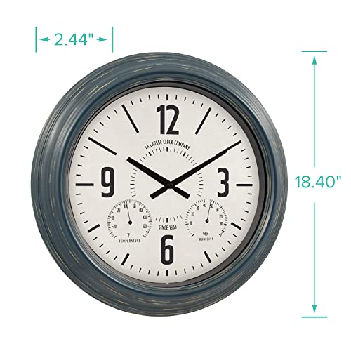 La Crosse Clock 433-3838 18.4" Hamilton Indoor/Outdoor Metal Analog Quartz Clock