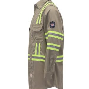 BOCOMAL FR Shirts Hi Vis/High Visibility Flame Resistant/Fire Retardant Shirt 7.5oz Khaki FR Shirts for Men