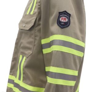 BOCOMAL FR Shirts Hi Vis/High Visibility Flame Resistant/Fire Retardant Shirt 7.5oz Khaki FR Shirts for Men