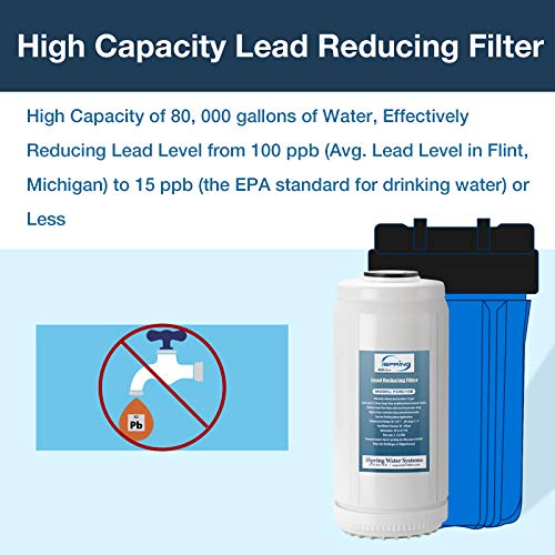 iSpring FCRC15B Lead Reducing Replacement Filter, Ultra High Capacity, 10"x4.5", Fits Whole House Water Filtration System WGB21B-PB, 4.5"x4.5"x10", White
