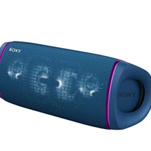 Sony SRS-XB43 EXTRA BASS Wireless Bluetooth Powerful Portable Speaker, IP67 Waterproof & Durable for Home, Outdoor, and Travel, 24 Hour Battery, Party Lights, USB Type-C, and Speakerphone, Blue