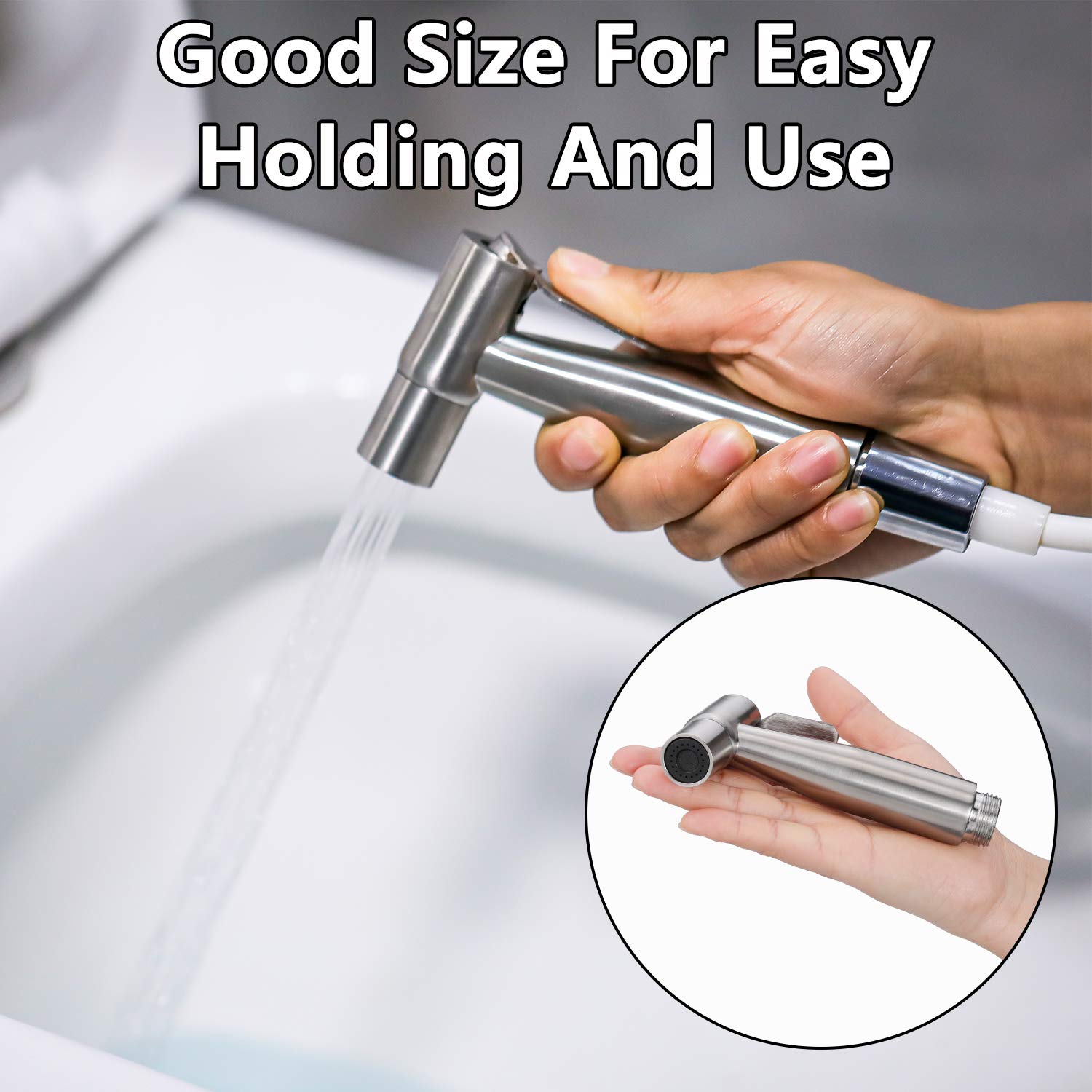 2 Pieces Bidet Toilet Sprayer Head Stainless Steel Handheld Bidet Sprayer Cloth Bathroom Diaper Sprayer for Kitchen and Toilet Cleaning