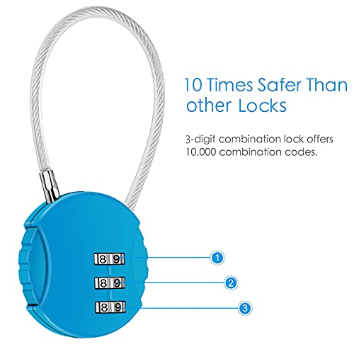 CROMLL 2 Pack Combination Lock 3 Digit Outdoor Waterproof Padlock for School Gym Locker, Sports Locker, Luggage，Fence, Toolbox, Gate, Case, Hasp Storage (Black&Blue)