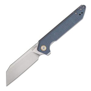 cjrb rampart folding pocket knife with clip, liner lock, 3.5 inch drop point blade, gray g10 handle