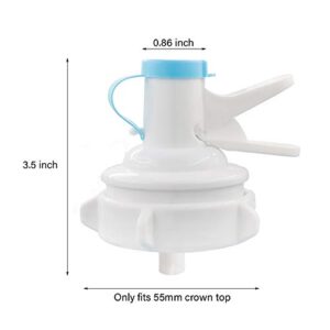 2 Pack Water Jug Dispenser Valve Water Jug Cap Bottle Spout Reusable Plastic Spigot Faucet for 55mm Non Threaded Crown Top Drinking Bottle