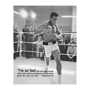 muhammad ali-"i'm so fast"-motivational quotes wall art-8 x 10" vintage boxing photo poster print-ready to frame. inspirational home-gym-office-man cave decor. perfect gift for ali & all boxing fans!