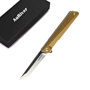 auriver pocket knife, edc folding knife everyday carry, sharp satin blade, great for paring, hunting and camping, ideal gifts for your family