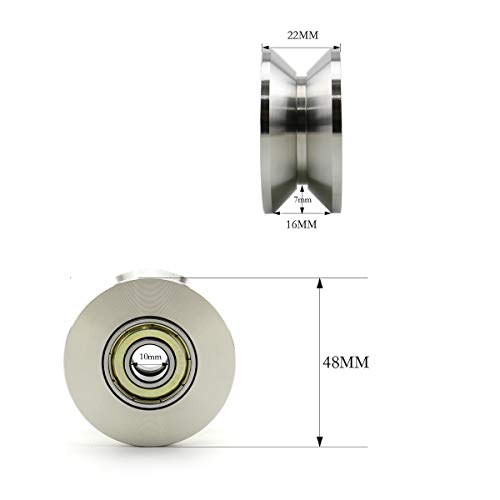 Heyous V Groove Stainless Steel Silent Pulley - 600LB, Silver Tone