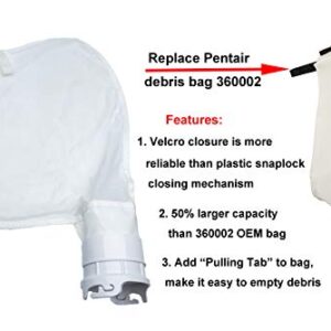 ATIE Pool Cleaner Fine Mesh Bag with Hook and Loop Fastener Enclosure Compatible with Pentair Kreepy Krauly Legend, Platinum Pool Cleaner Debris Bag 360002 and EU16 Bag