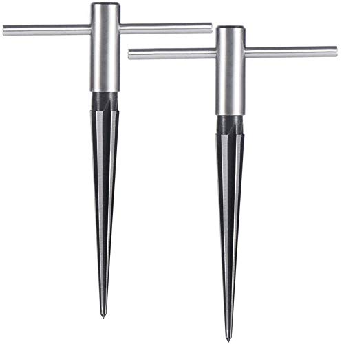 QXUJI 2PCS T Handle Reamer, Bridge Pin Reamer, 1/8"-1/2" (3.18mm-12.7mm) Tapered/Fluted Chamfer Reaming for Wood Latches, Woodworker, Repairman Maintenance, Cutting Tool