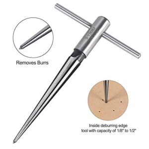 QXUJI 2PCS T Handle Reamer, Bridge Pin Reamer, 1/8"-1/2" (3.18mm-12.7mm) Tapered/Fluted Chamfer Reaming for Wood Latches, Woodworker, Repairman Maintenance, Cutting Tool