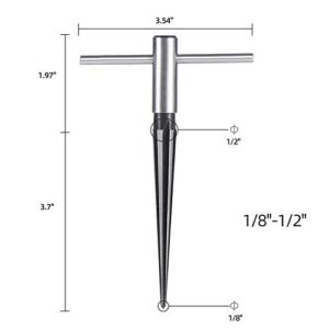 QXUJI 2PCS T Handle Reamer, Bridge Pin Reamer, 1/8"-1/2" (3.18mm-12.7mm) Tapered/Fluted Chamfer Reaming for Wood Latches, Woodworker, Repairman Maintenance, Cutting Tool