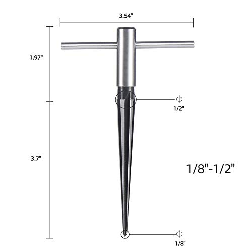 QXUJI 2PCS T Handle Reamer, Bridge Pin Reamer, 1/8"-1/2" (3.18mm-12.7mm) Tapered/Fluted Chamfer Reaming for Wood Latches, Woodworker, Repairman Maintenance, Cutting Tool