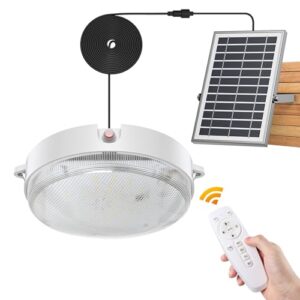 sunbonar solar lights indoor home intelligent solar ceiling light with remote, cool white/warm white 1000lumen outdoor solar shed light with on/off switch for barn, porch, patio, carpot, chicken coop