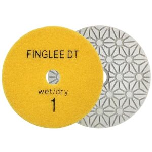 finglee dt 4 inch 3 steps diamond dry polishing pad diamond resin discs for granite marble quartz (5pcs grit1)