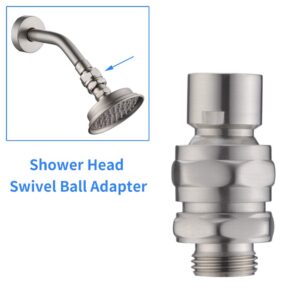 Miyili Brass Ball Joint Shower Head Adapter, Adjustable Swivel Ball Shower Arm Extension, Brushed Nickle Shower Connector, Z200N