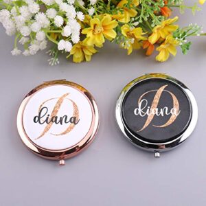 Personalized Compact Mirror for Purse Monogrammed Initial Name Gift for Her Bridesmaid Wedding Party Favors