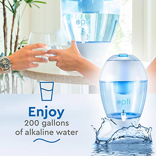 Opti Drop 3 Gallon Alkaline Water Filter Purification Machine - Countertop Dispenser Naturally Enhances Alkalinity Up to pH-9.0 | Removes Up to 99.99% of Harmful Contaminants and Free Radicals