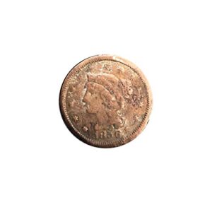1856 braided hair liberty head large :slanted 5 early cent coin penny about good us mint