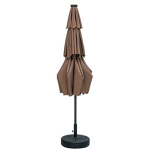 outdoor basic 10Ft 3 Tiers Vented Patio Umbrella Market Table Umbrella with Lights and Crank Handle with Auto-tilt Mechanism Coffee