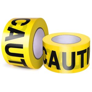 GroTheory Yellow Caution Tape 2 Pack, 3" x1000ft Safty Tape Caution Tape Roll, Construction Tape for Danger/Hazard Areas/Crime Scene Halloween Party Decorations