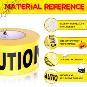 GroTheory Yellow Caution Tape 2 Pack, 3" x1000ft Safty Tape Caution Tape Roll, Construction Tape for Danger/Hazard Areas/Crime Scene Halloween Party Decorations