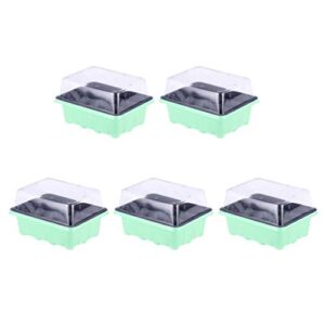 topbathy seed starter kit 12 cells seedling trays gardening germination tray plant grow kit with humidity dome for gardening propagation bonsai germination (5pcs,green)