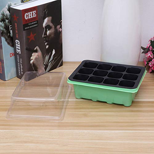 TOPBATHY Seed Starter Kit 12 Cells Seedling Trays Gardening Germination Tray Plant Grow Kit with Humidity Dome for Gardening Propagation Bonsai Germination (5pcs,Green)